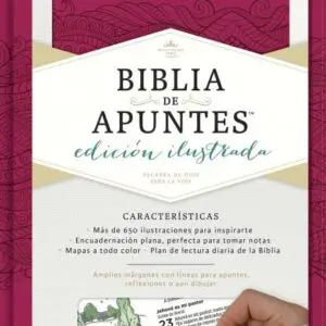 RVR 1960 Biblia de apuntes, edición ilustrada, símil piel rosado