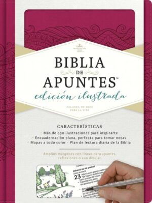 RVR 1960 Biblia de apuntes, edición ilustrada, símil piel rosado