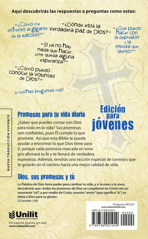 Biblia promesas para jóvenes NTV Azul-tubiblia.com.co
