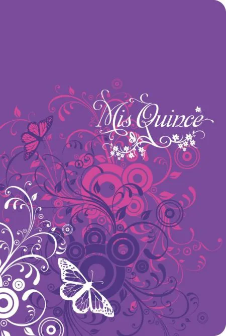 RVR60 Biblia Mis Quince, amatista con mariposas símil piel - Imagen 2