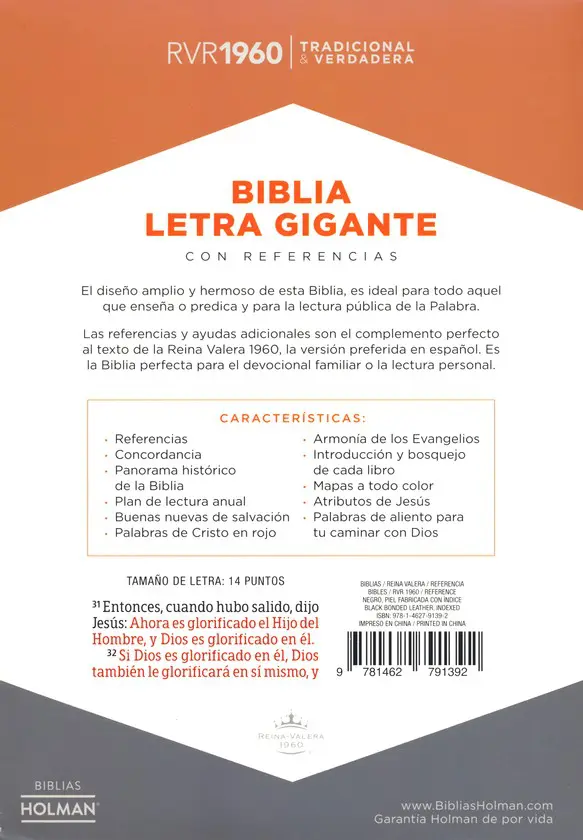Biblia Reina Valera Letra Gigante Piel Negra
