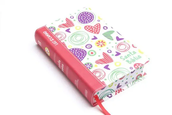 Biblia Luz en mi camino corazones, multicolor simil piel NVI