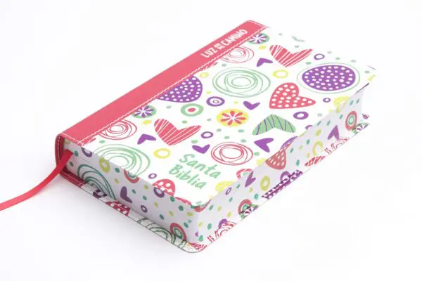 Biblia Luz en mi camino corazones, multicolor simil piel NVI