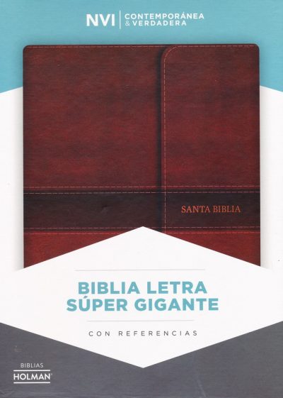 NVI Biblia Letra Super Gigante marron, simil piel con indice y solapa con iman
