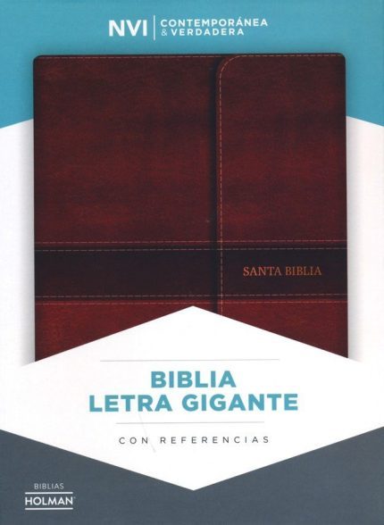 NVI Biblia Letra Gigante marron, simil piel y solapa con iman
