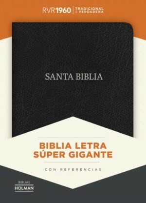 RVR 1960 Biblia Letra Super Gigante negro, piel fabricada con indice