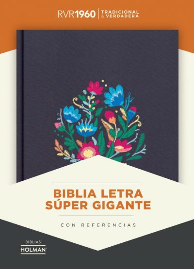 RVR 1960 Biblia Letra Super Gigante bordado sobre tela con indice
