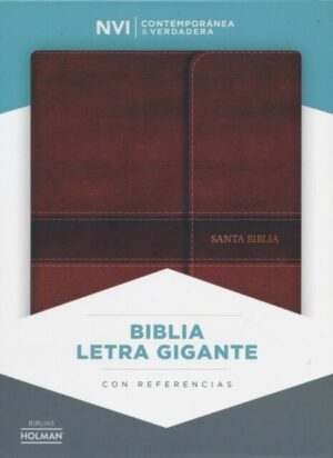 NVI Biblia Letra Gigante marron, simil piel con indice y solapa con iman