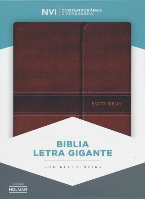 NVI Biblia Letra Gigante marron, simil piel con indice y solapa con iman