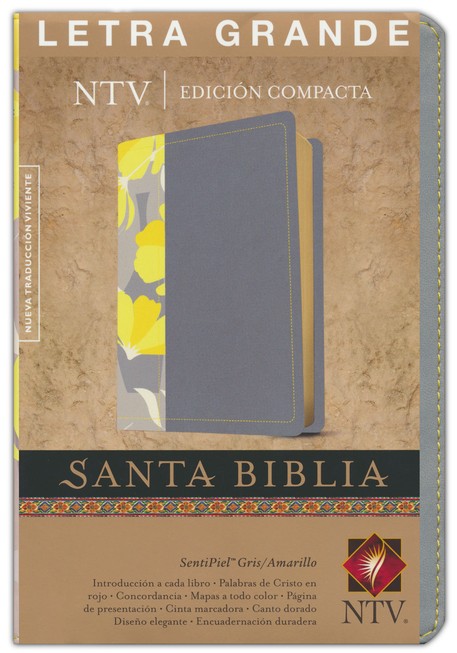 Biblia NTV Compacta LG | Gris- Amarillo