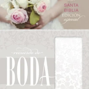 Biblia Recuerdo de Boda RVR60 Blanco Floral Símil Piel Tubiblia.com.co
