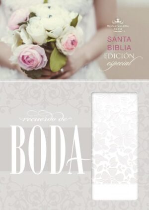 Biblia Recuerdo de Boda RVR60 Blanco Floral Símil Piel Tubiblia.com.co
