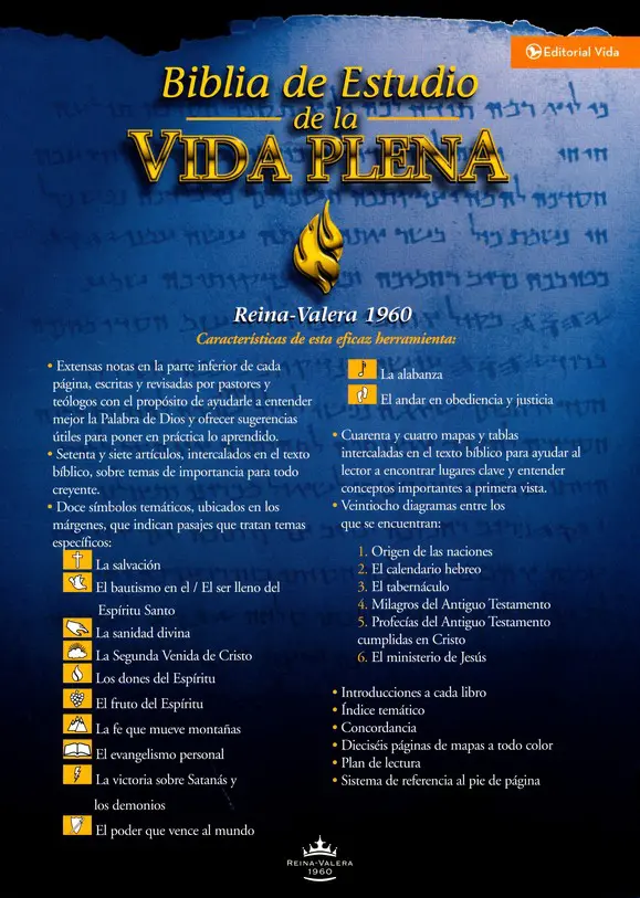 Biblia de Estudio Vida Plena Negra con Indice