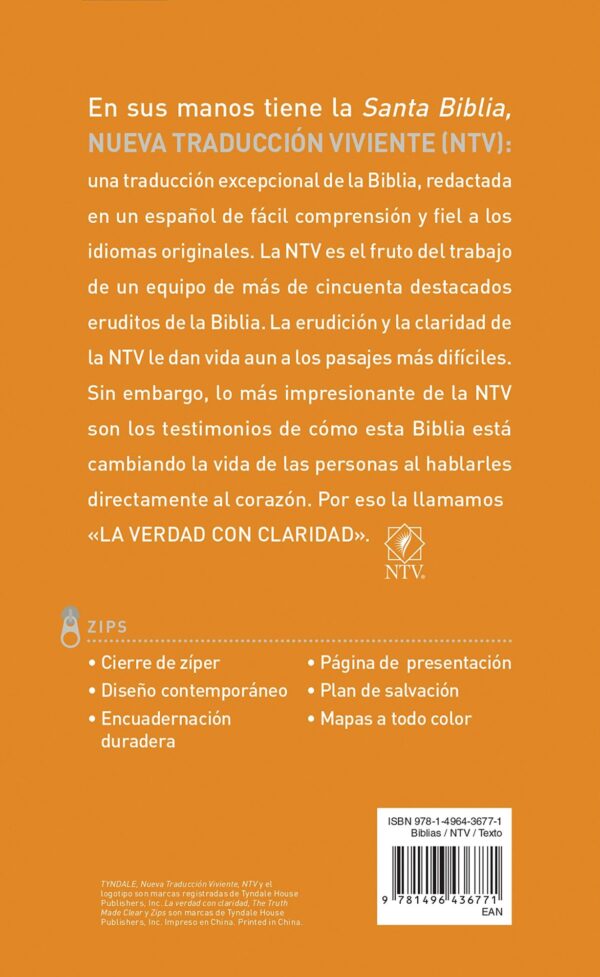 Biblia NTV Zíper Tela Hojas
