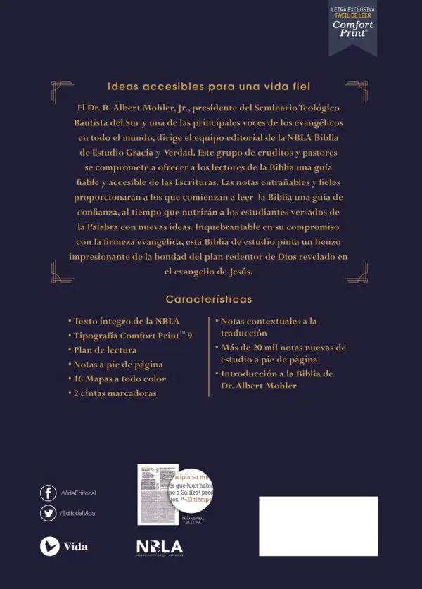 NBLA Biblia Estudio Gracia y Verdad Negra