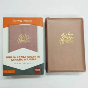 Biblia letra gigante Rosa, tamaño manual con referencias