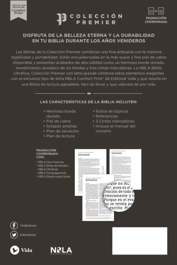 NBLA Biblia Ultrafina Azul; Letra Grande, Colección Premier: Edición Limitada