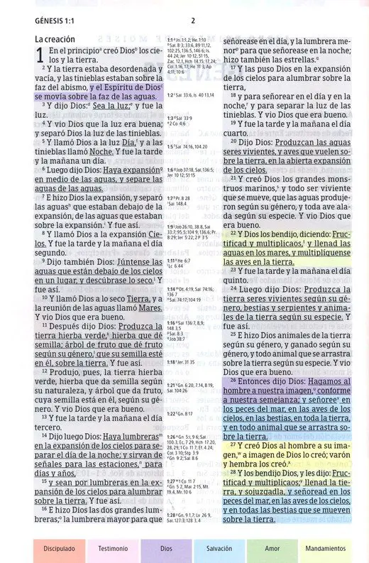 RVR1960 Biblia Arcoiris Multicolor de Estudio, tapa dura.