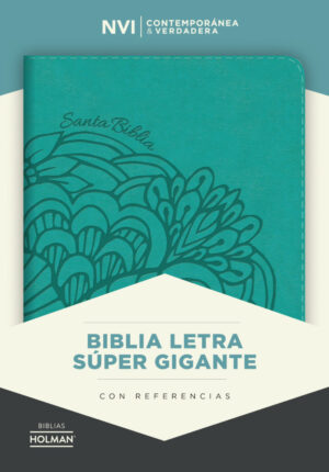 NVI Biblia letra Super Gigante Aqua índice, simil piel