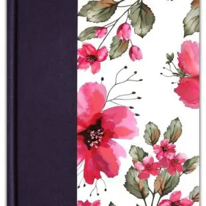 Biblia RVR 1960 letra grande Tapa dura y tela azul púrpura con flores tamaño manual