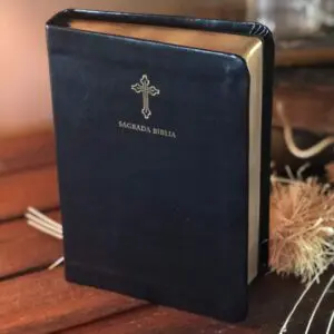 Biblia Católica Símil piel negro, tamaño compacto