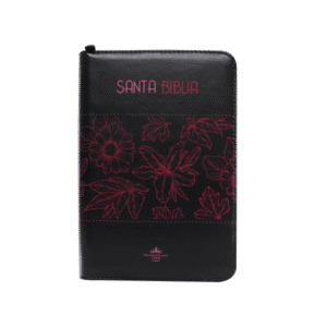 Biblia Reina Valera 1960 - Color Negro/Flores rosadas