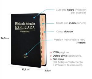 Biblia De Estudio Explicada Piel Especial RVR 1960 Negra