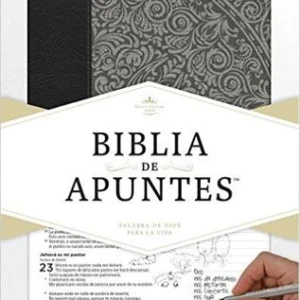 Biblia De Apuntes/RVR1960/Gris-Floral/Piel Genuina Y Tela Impresa Gris-Negro