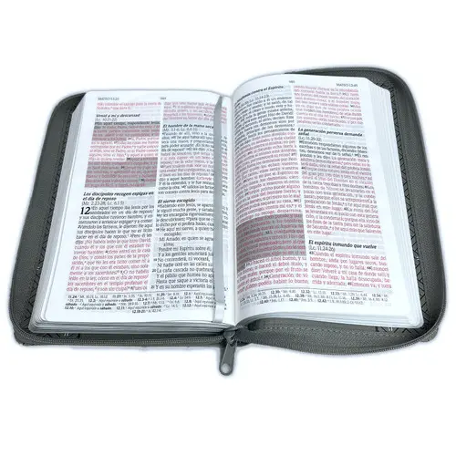 Biblia RVR60 Promesas Manual Imitacion Piel Cierre Gris - Imagen 2