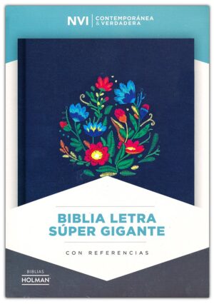 Biblia NVI:Letra Super Gigante:Azul:Bordado Sobre Tela - Tubiblia.com