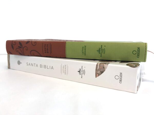 Biblia RVR1960 LG Imitacion Piel Verde-Marron - Tubiblia.com