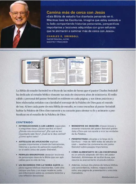 Biblia De Estudio Swindoll/NTV/Sentipiel/Negro/Indice - Imagen 5