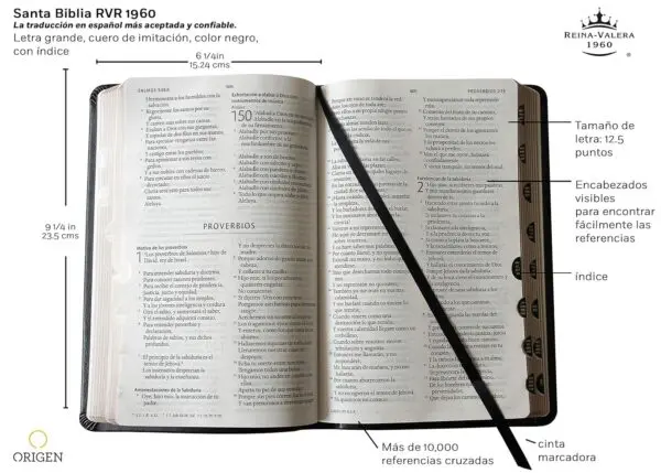 Biblia RVR60/Imitación Piel/Negra/Índice - Imagen 3