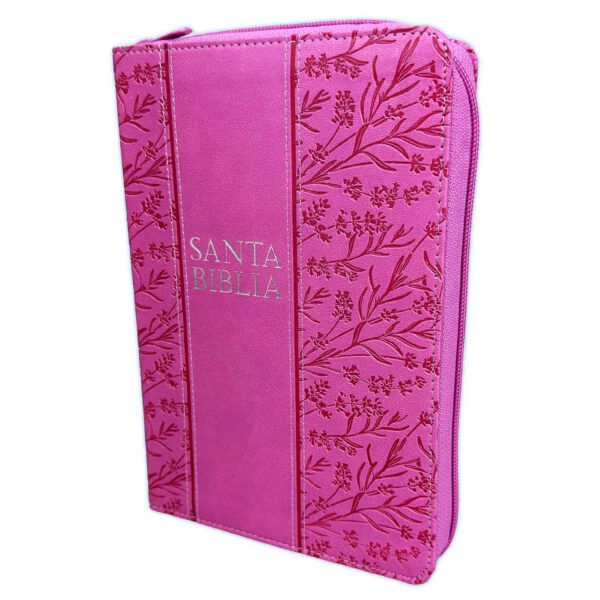 Biblia Letra Grande Manual con Cierre RV1960 imit. piel rosa floral con índice