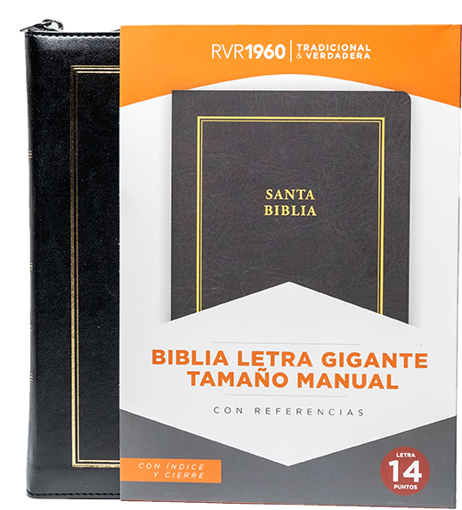 Biblia RVR60 Manual Letra Gigante Semil Piel Negro Indice Cierre