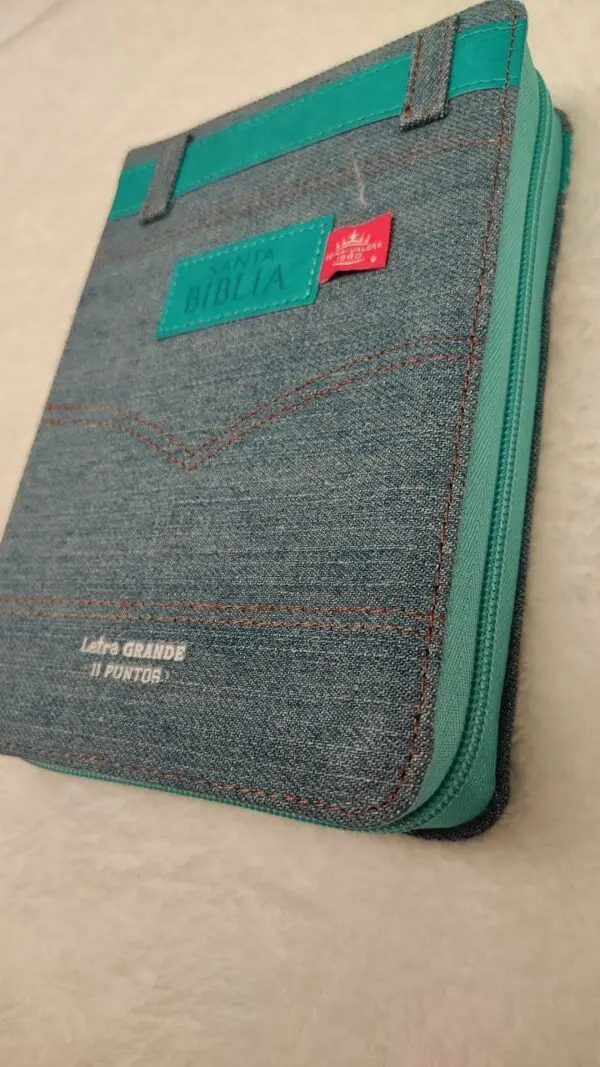 Biblia Reina Valera 1960 LG Tapa Tela Jean - Imagen 2