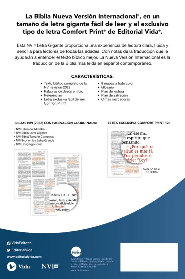 Biblia/NVI/Revisión 2022/Ultrafina/Letra Gigante/Imitación/Azul Marino/PJR - Imagen 3