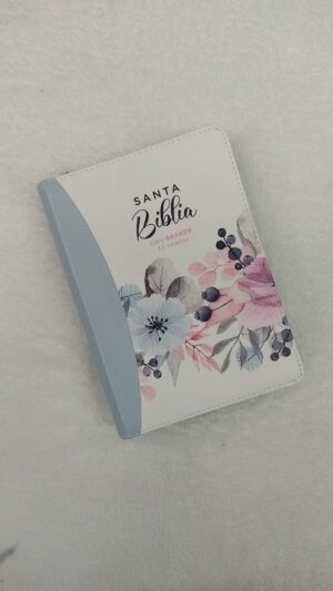 Biblia RVR60 045 LG primaveral azul con cierre