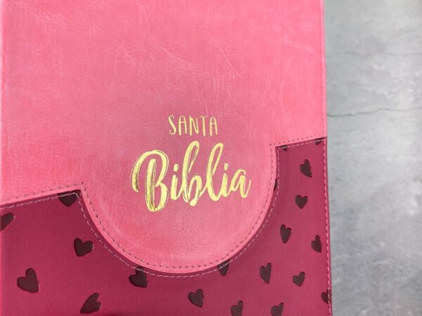 Biblia RVR 2020 Rosa Rosa Corazones - Imagen 3