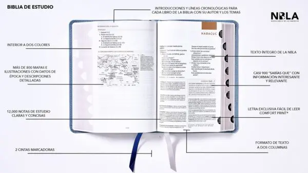 Biblia NBLA de Estudio Piel Gris Interior a dos Colores con Índice - Imagen 9