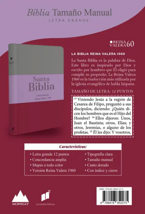 Biblia RVR60 LG Tamaño Manual con cierre con índice - Imagen 2