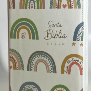 Biblia RVR60/Blanco Arcoíris Con cierre/Canto blanco