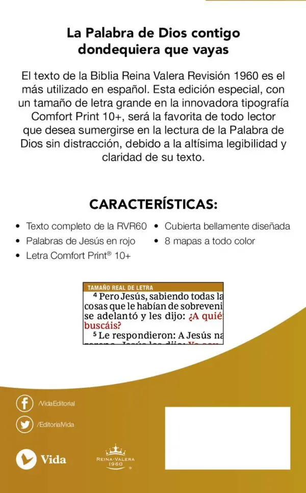 Biblia RVR60/Compacta/Letra Grande/Negro/Cierre - Imagen 4