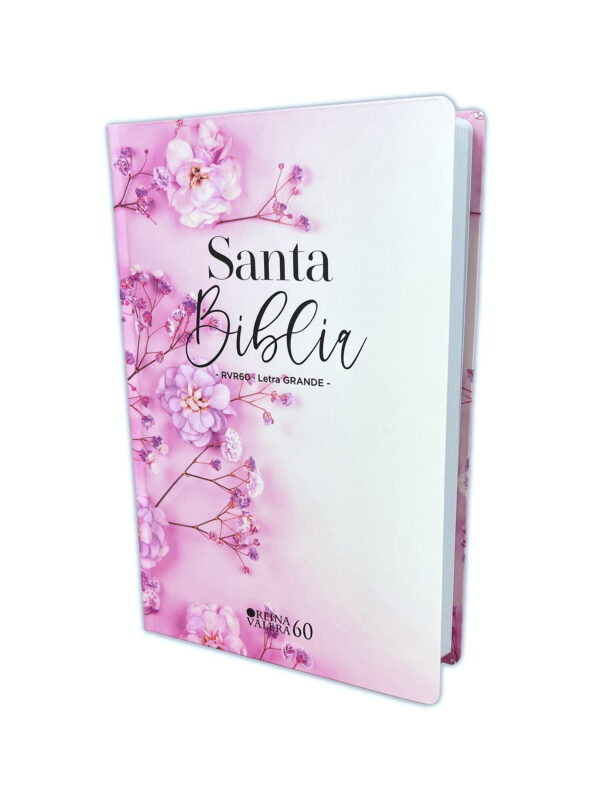 RVR60 Biblia Letra Grande Vinilo/Flores/Rosa