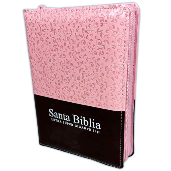 Biblia Compacta RV1960: Piel Rosa Floral y Marrón