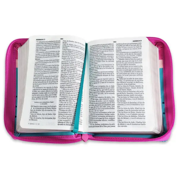 Biblia RVR60 025 Fucsia/Rosa/Turquesa con Flores - Imagen 3