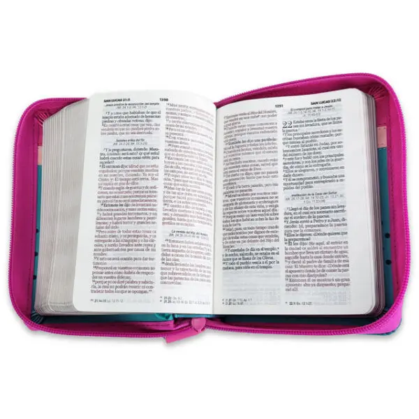 Biblia RVR60 025 Fucsia/Rosa/Turquesa con Flores - Imagen 4