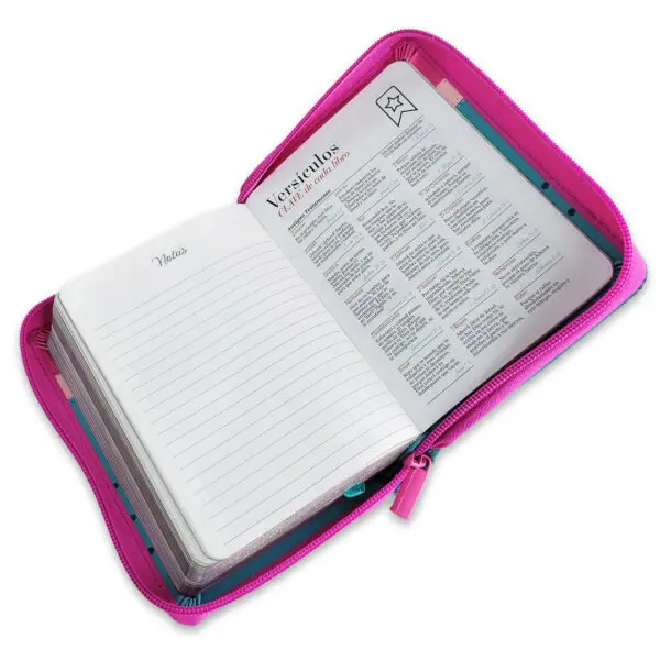 Biblia RVR60 025 Fucsia/Rosa/Turquesa con Flores - Imagen 2
