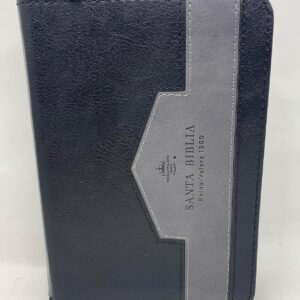 Biblia Tamaño bolsillo reina valera 1960 piel imitacion netro/gris cierre indice 8 puntos