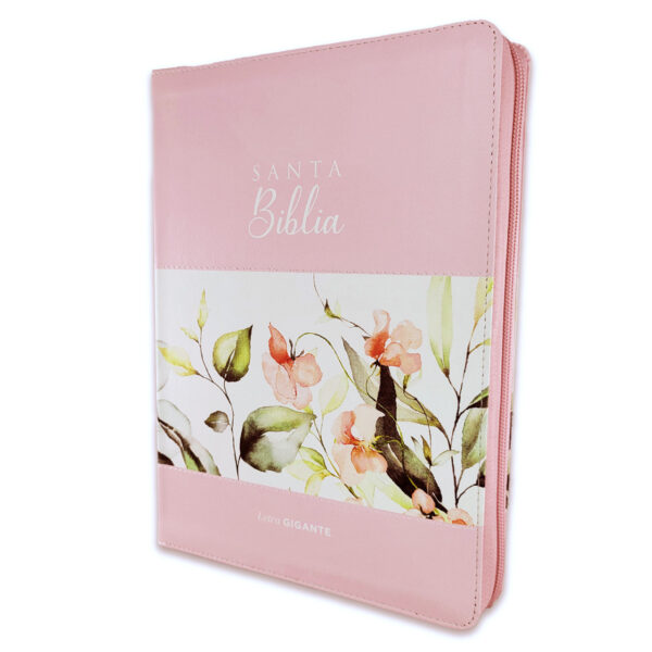 Biblia Letra Gigante 15 puntos RV1960 Rosado Floral